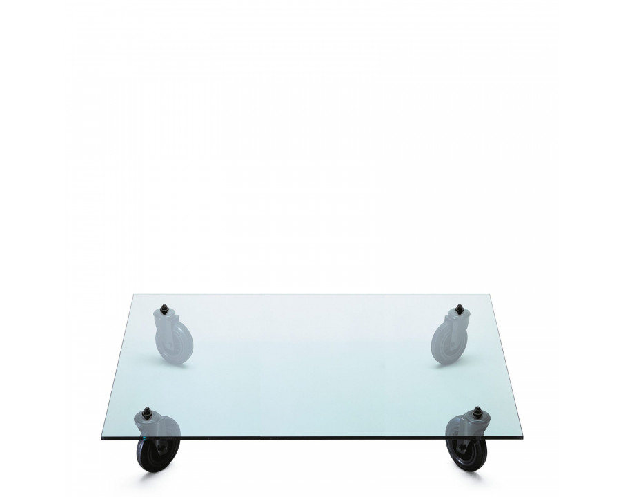 FontanaArte Tavolo Con Ruote Medium Coffee Table - Transparent/Black, Glass/Metal