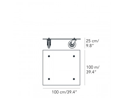 FontanaArte Tavolo Con Ruote Small Square Coffee Table - Transparent/Black, Glass/Metal