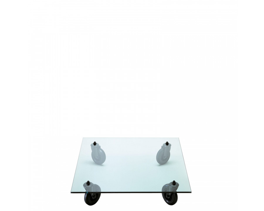 FontanaArte Tavolo Con Ruote XL Coffee Table - Transparent/Black, Glass/Metal