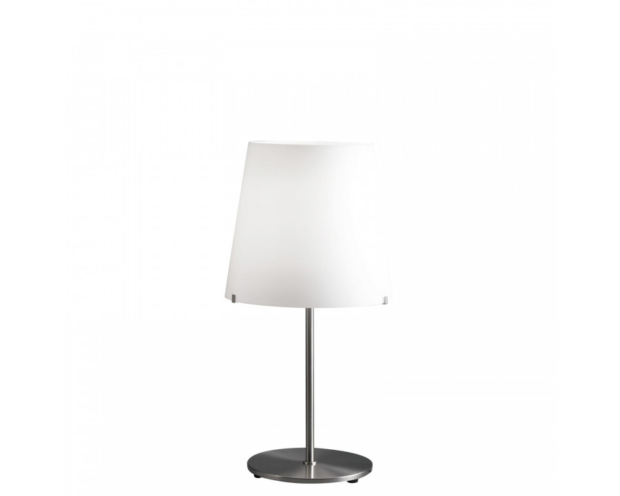 FontanaArte 3247TA Medium Table Lamp - Satined Nickel-Plated/White, Glass/Metal