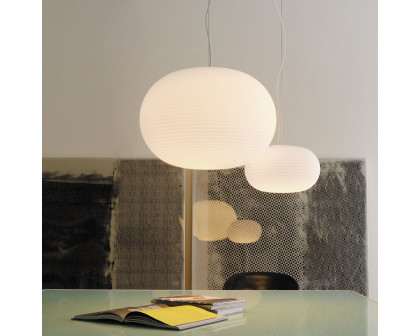 FontanaArte - Bianca Medium Suspension Lamp in White, Glass/Metal