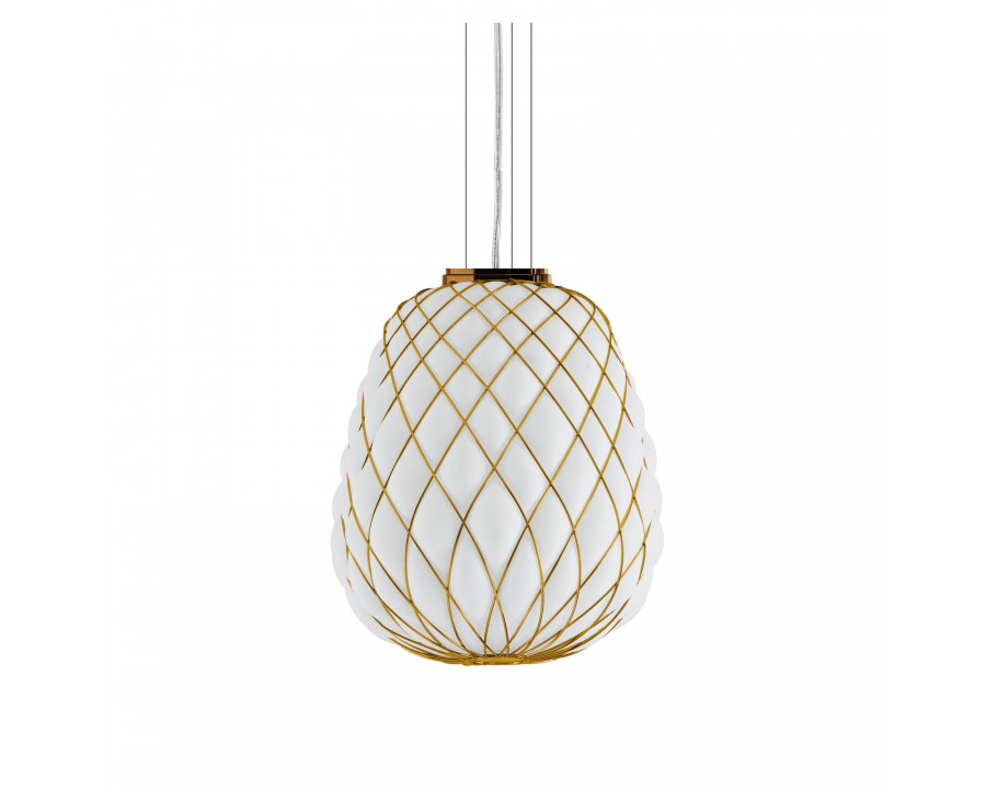 FontanaArte Pinecone Large Suspension Lamp - White/Gold, Glass/Galvanized Metal