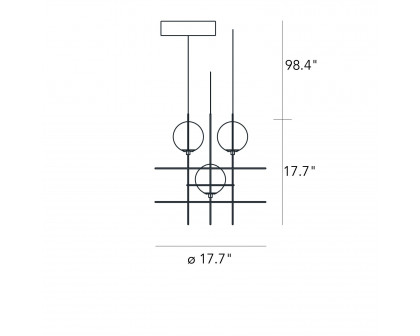 FontanaArte Setareh Small Three Diffuser Suspension Lamp - Glossy Black/White