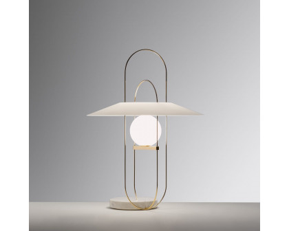 FontanaArte Setareh Glass Medium Table Lamp - Glossy Gold/White, Glass/Metal/Marble