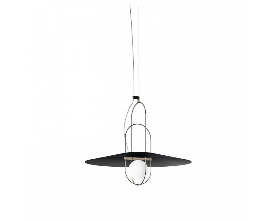 FontanaArte Setareh Medium Spherical Diffuser Suspension Lamp - Glossy Black/Black