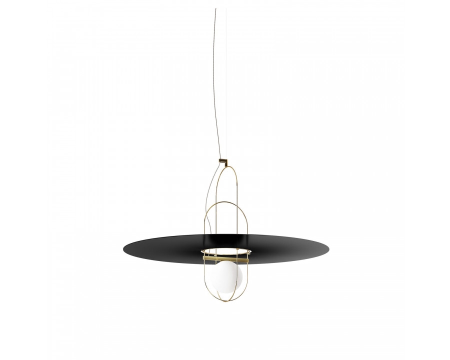 FontanaArte Setareh Large Straight Diffuser Suspension Lamp - Glossy Gold/Black