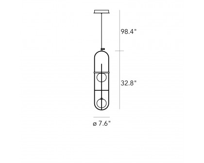 FontanaArte Setareh Medium Two Diffuser Suspension Lamp - Glossy Black/White