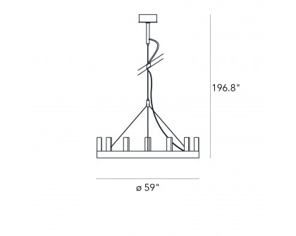 FontanaArte Chandelier Medium Suspension Lamp - Black/White, Painted Metal/Glass