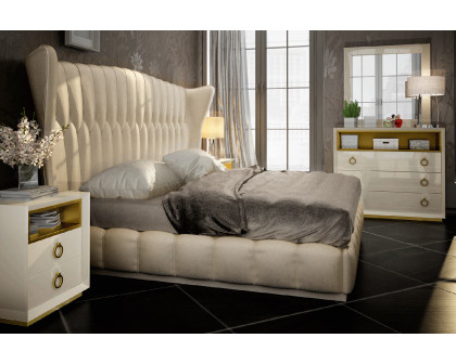 Franco Velvet Bed Queen Size - Cream