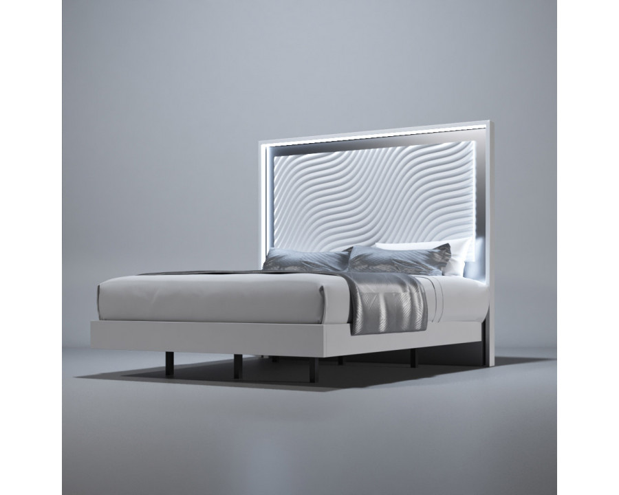 Franco Wave King Size Bed With Light - White