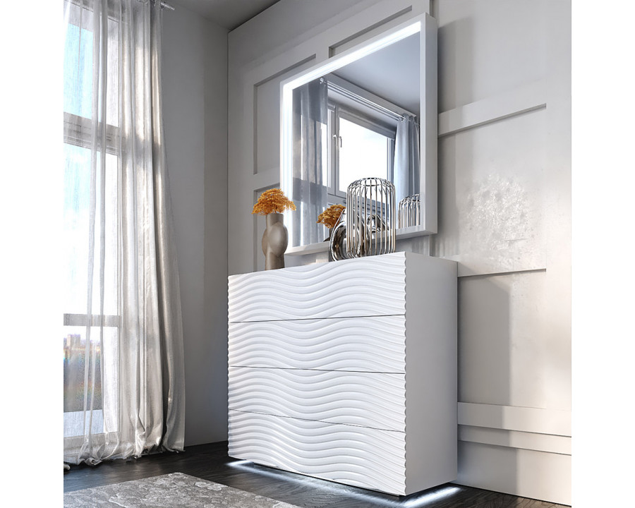 Franco Wave Single Dresser With Light - White