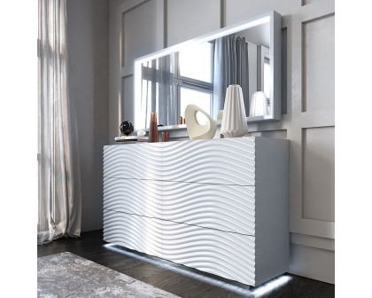 Franco Wave Double Dresser With Light - White