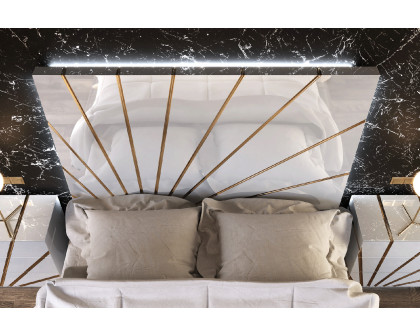 Franco Oro King Size Bed With Light - White/Gold