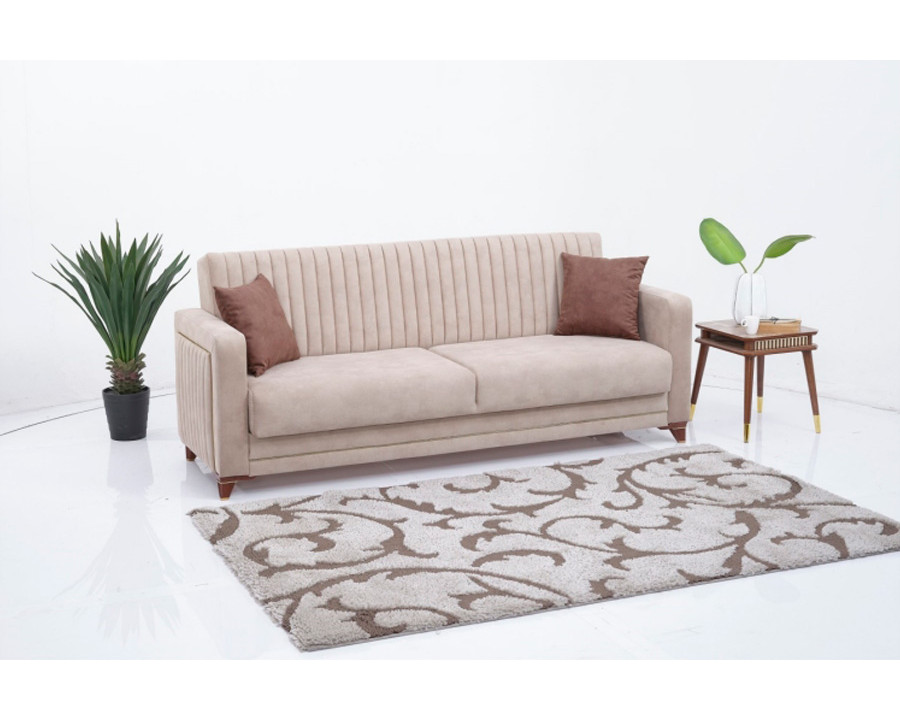 Furnia - Line Convertible Sleeper Sofa in Cream, Fabric