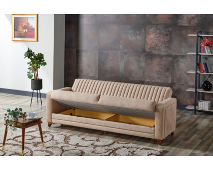 Furnia - Line Convertible Sleeper Sofa in Cream, Fabric