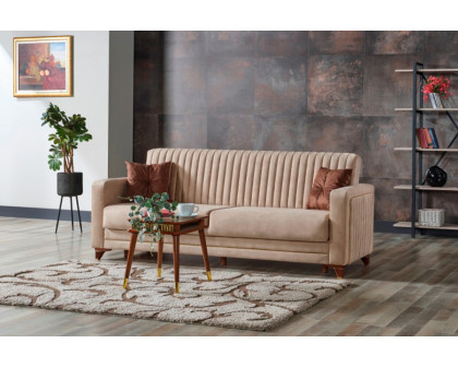 Furnia - Line Convertible Sleeper Sofa in Cream, Fabric