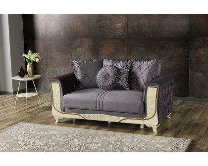 Furnia - Carmen Convertible Sleeper Loveseat in Gray, Fabric