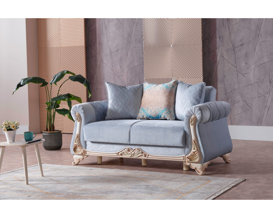 Furnia Harmony Convertible Sleeper Loveseat - Ice Blue, Fabric