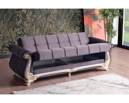 Furnia Karizma Convertible Sleeper Loveseat - Anthracite, Fabric