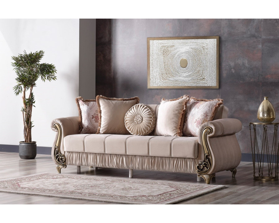 Furnia - Rustik Convertible Sleeper Loveseat in Beige, Fabric