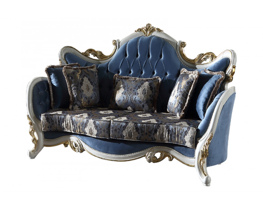 Furnia - Hunkar Stationary Loveseat in Blue, Fabric