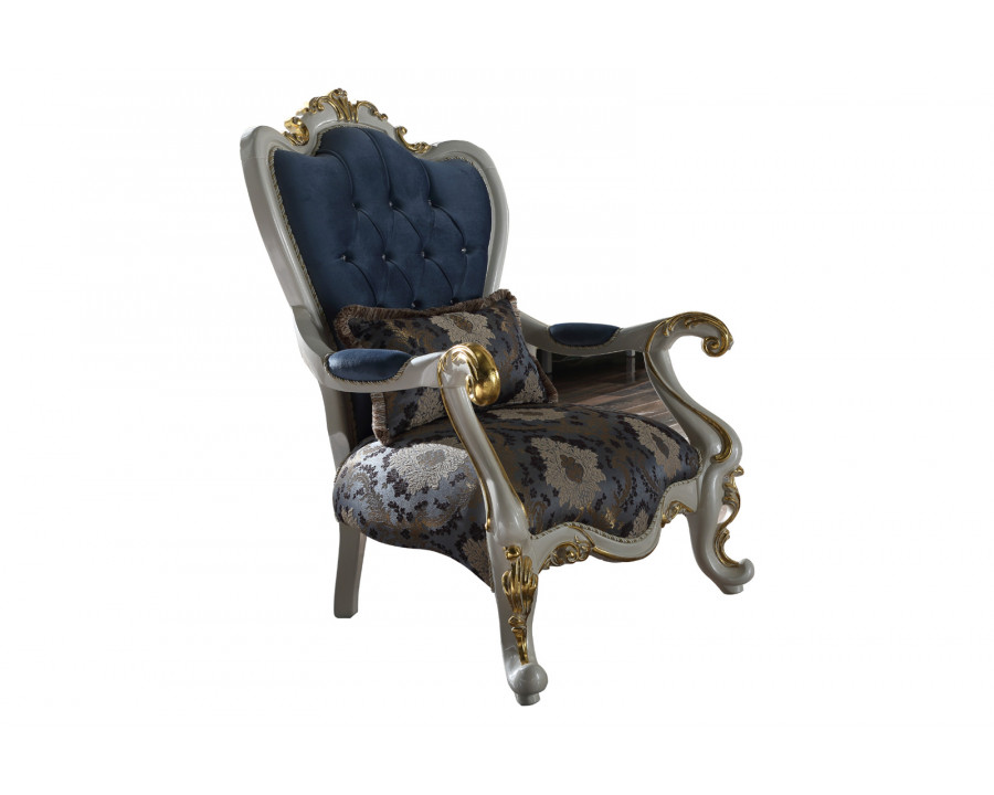 Furnia - Hunkar Solid Armchair in Blue, Fabric