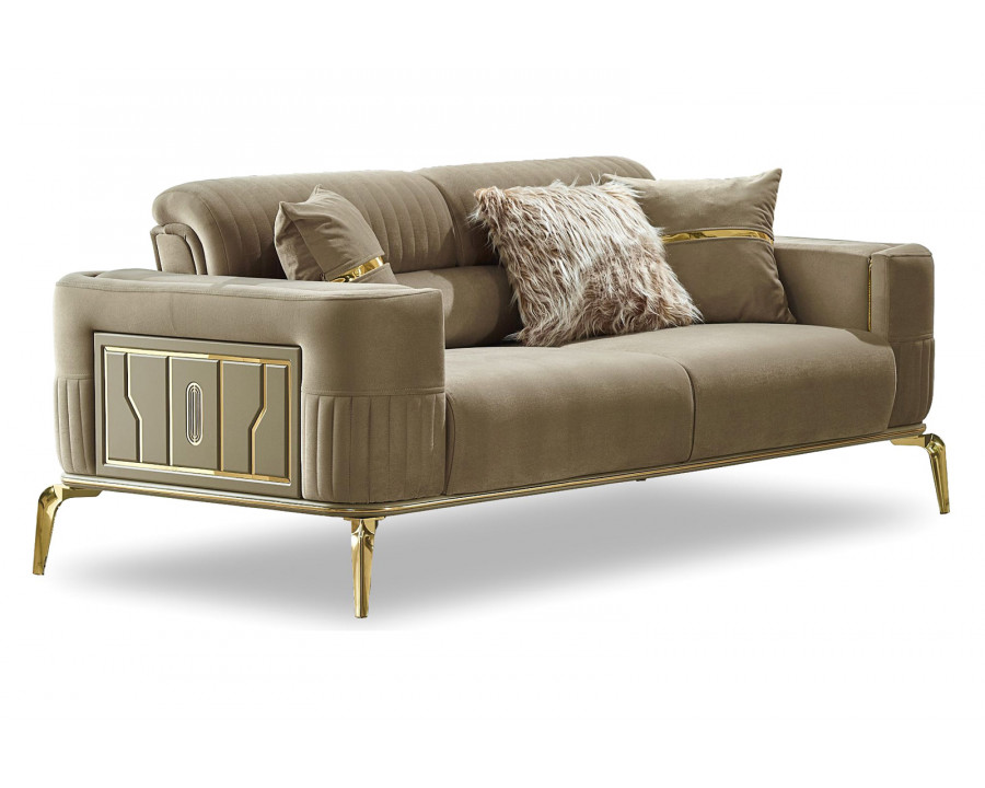 Furnia - Armoni Convertible Loveseat in Beige, Fabric