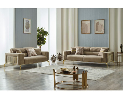 Furnia - Armoni Convertible Loveseat in Beige, Fabric