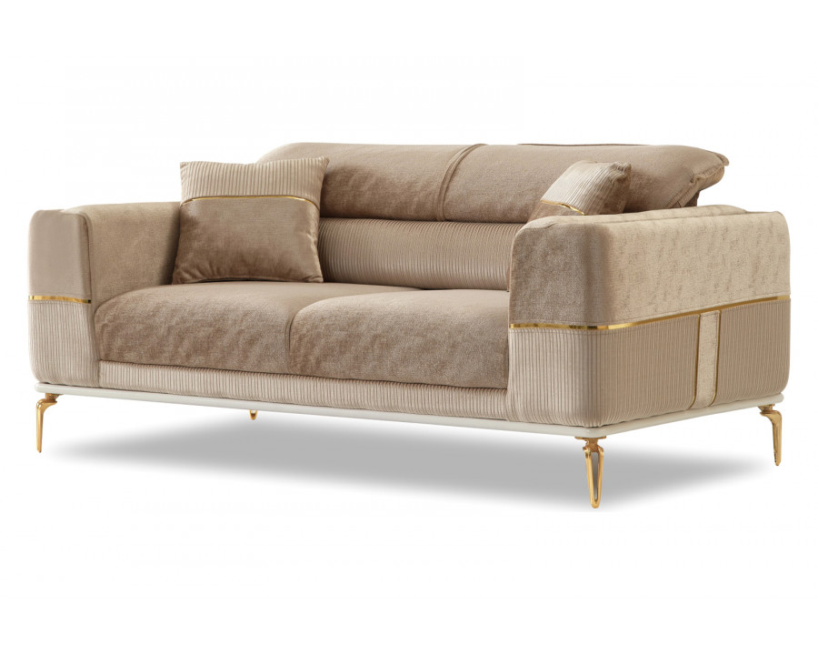 Furnia - Berlin Stationary Loveseat in Beige, Fabric