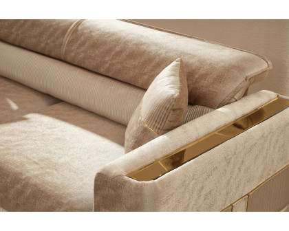 Furnia - Berlin Stationary Loveseat in Beige, Fabric