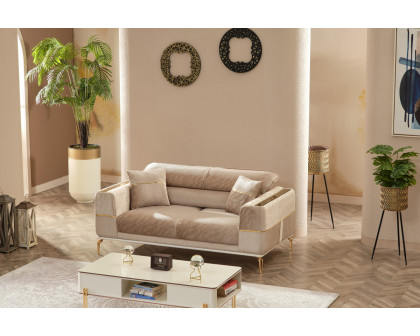 Furnia - Berlin Stationary Loveseat in Beige, Fabric