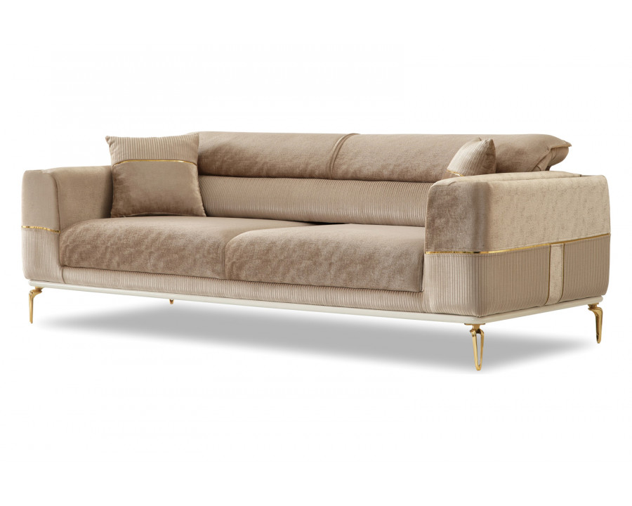 Furnia - Berlin Convertible Sofa in Beige, Fabric