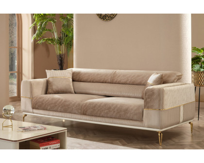 Furnia - Berlin Convertible Sofa in Beige, Fabric