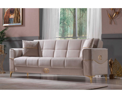 Furnia - Clara Convertible Sofa in Beige, Fabric