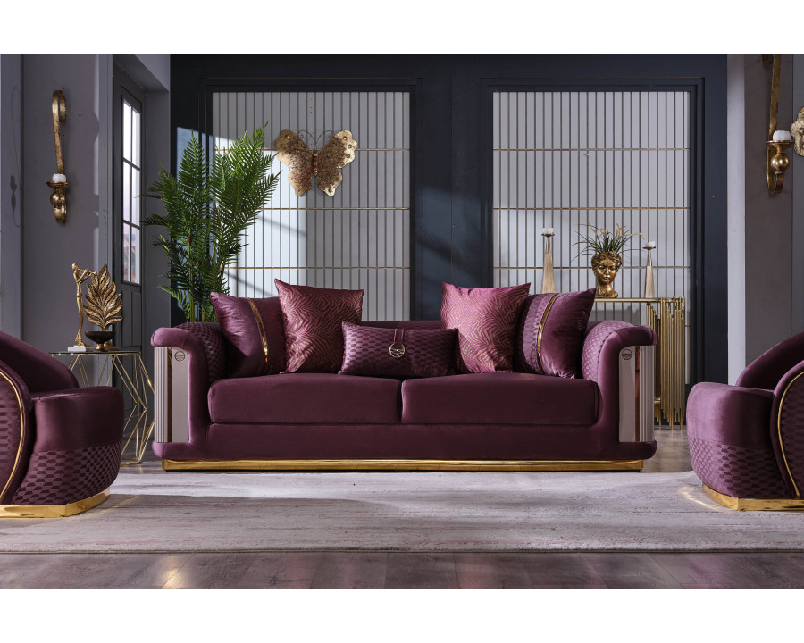 Furnia Elegance Stationary Sofa - Fuscia, Fabric