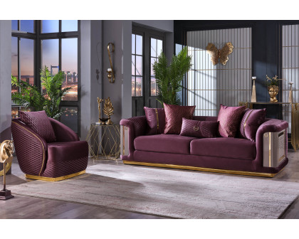 Furnia Elegance Stationary Sofa - Fuscia, Fabric