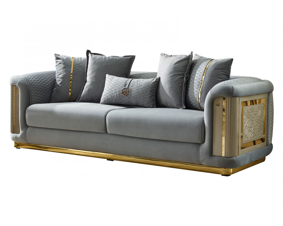 Furnia Elegance Stationary Sofa - Light Gray, Fabric