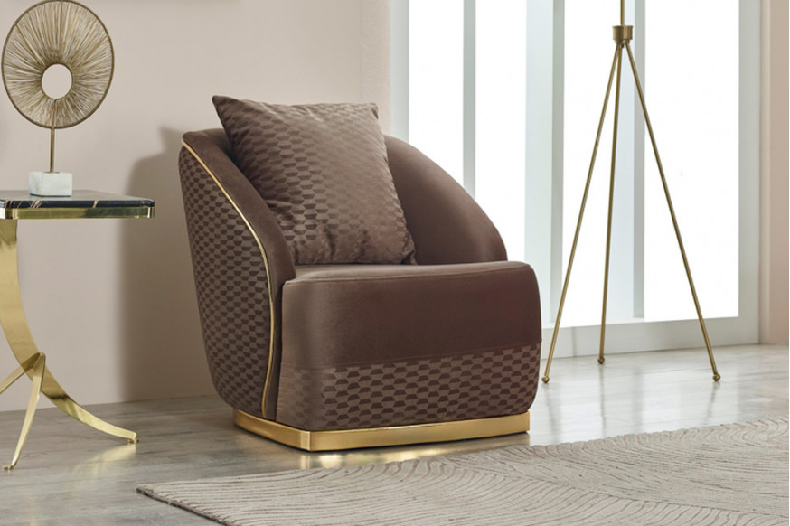 Furnia™ Elegance Armchair - Brown, Fabric