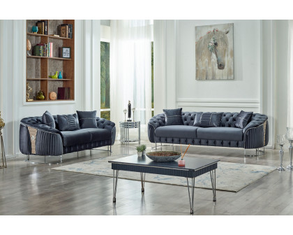 Furnia Lucas Stationary Loveseat - Dark Gray, Fabric