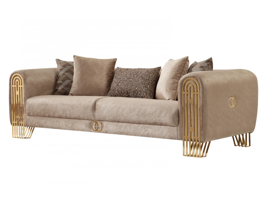 Furnia - Monaco Stationary Sofa in Beige, Fabric