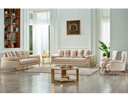 Furnia - Orlando Convertible Sofa in Cream, Fabric