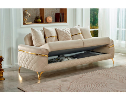 Furnia - Orlando Convertible Sofa in Cream, Fabric