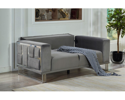 Furnia Puzzle Convertible Sleeper Loveseat - Light Gray, Fabric