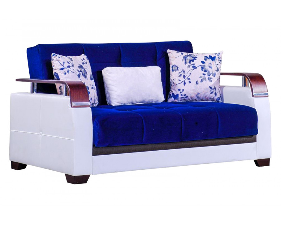 Furnia - Regina Convertible Loveseat in Navy Blue, Fabric