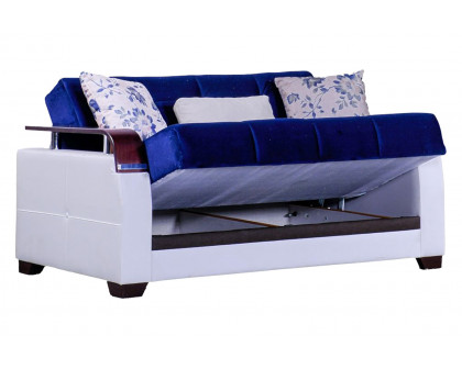 Furnia - Regina Convertible Loveseat in Navy Blue, Fabric