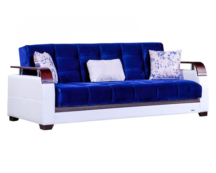 Furnia - Regina Convertible Sleeper Sofa in Navy Blue, Fabric