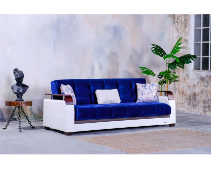 Furnia - Regina Convertible Sleeper Sofa in Navy Blue, Fabric