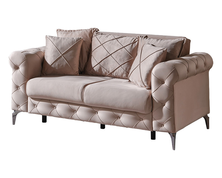 Furnia Riva Convertible Loveseat - Cream, Fabric