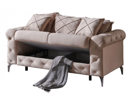 Furnia Riva Convertible Loveseat - Cream, Fabric