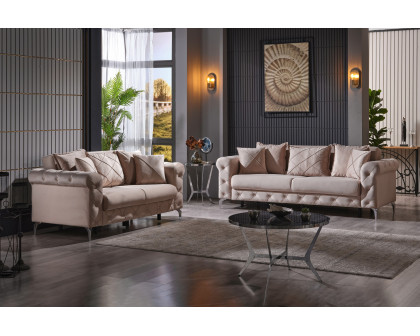 Furnia Riva Convertible Sofa - Cream, Fabric